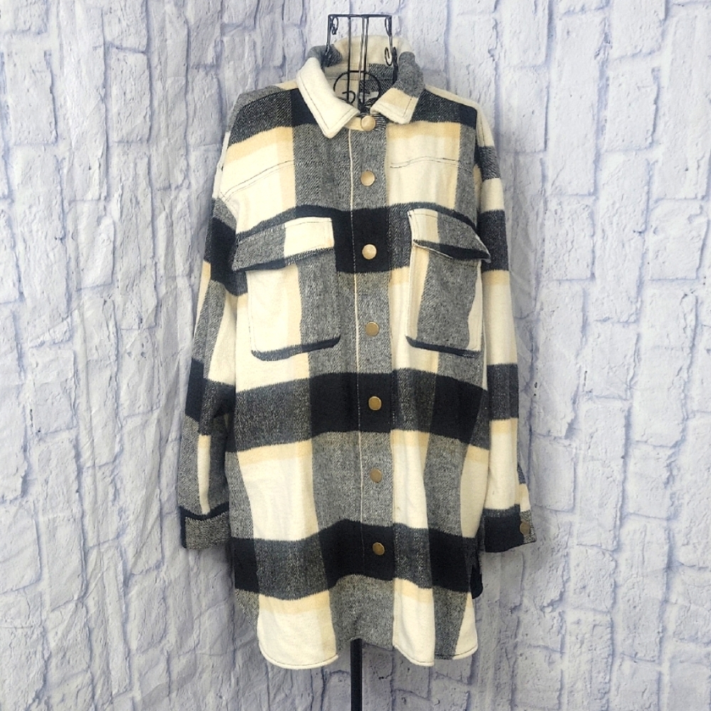 Maurices Plaid Utility‎ Jacket - Black, Gray, Cream